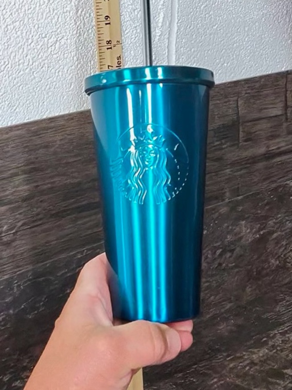 Starbucks Teal Metallic Tumbler with Straw